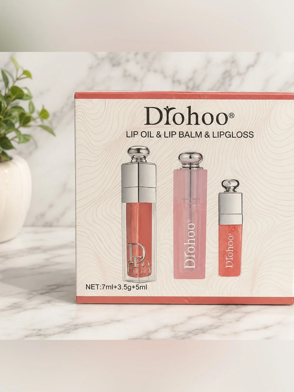 Drohoo Lip Care Gift Set | Lip Oil, Lip Balm & Lip Gloss Trio | New Sealed